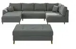 S-STYLE Wohnlandschaft mit Hocker Lars , grau , Ma&szlig;e (cm): B: 310 H: 81