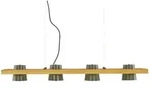 Trio Pendelleuchte 4-flammig Nickel antik mit Pinienholz Bell , holzfarben , Ma&szlig;e