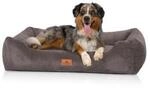 Knuffelwuff Hundebett aus Cord mit Handwebcharakter Olivia braun/ grau XXL
