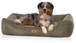 Knuffelwuff Hundebett aus Cord mit Handwebcharakter Olivia khaki XXL