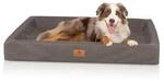 Knuffelwuff orthop&auml;disches Hundebett Austin aus Kunstleder braun/ grau XXL
