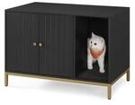 FEANDREA Katzenklo-Schrank Katzenhaus mit Kratzmatte schwarz