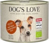 DOG'S LOVE Nassfutter Hund, Adult, Bio Rind mit Reis, Apfel und Zucchini 6x200...