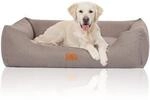 Knuffelwuff Hundebett Lotte aus Velours mit feinem Handwebcharakter hellgrau XXL