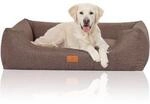 Knuffelwuff Hundebett Lotte aus Velours mit feinem Handwebcharakter braun/ grau...