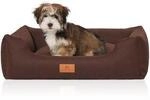 Knuffelwuff Hundebett Lotte aus Velours mit feinem Handwebcharakter braun M-L