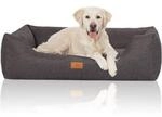 Knuffelwuff Hundebett Lotte aus Velours mit feinem Handwebcharakter grau XXL
