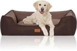 Knuffelwuff Hundebett Luke aus Velours mit feinem Handwebcharakter braun XL
