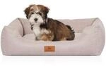 Knuffelwuff Hundebett Emma aus Velours mit feinem Handwebcharakter in Pastellfarben