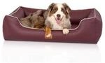 Knuffelwuff orthop&auml;disches Hundebett aus Kunstleder Lovelock bordeaux M-L
