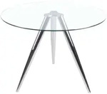 SalesFever Esstisch rund mit Glasplatte und Chromgestell &Oslash;100 cm - Silber