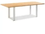 Niehoff Solid Tisch Aluminium/Teak Massivholz geb&uuml;rstet Ivory/Holzfarben