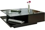 SalesFever Couchtisch mit Glasplatte - hochglanz lackiert - Schwarz
