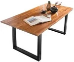 SalesFever Esstisch Akazie Massivholz Metallgestell schwarz lackiert 120x80x77 cm -