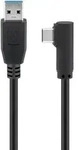 USB-C 3.0 Kabel A Stecker  C Stecker 90&deg; seitlich gewinkelt schwarz - L&auml;nge: 2,00