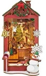 getDigital Book Nook Weihnachtszimmer Holzbausatz, 206 Teile, LED-Beleuchtung,