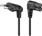 Euro Netzkabel Eurostecker > IEC60320-C7 Doppelbuchse, beidseitig abgewinkelt,