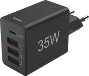HAMA 201990 SCHNELLLADEGER&Atilde;&curren;T, 1XUSB-C,3XA, 35W Schnelladeger&auml;t Universal, Schwarz