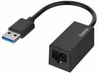 HAMA USB-Stecker auf LAN/Ethernet-Buchse Netzwerk-Adapter, Schwarz