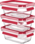 EMSA N10501100 Clip & Close Glas 3-tlg. Frischhaltedose Transparent/Rot