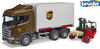 BRUDER 03582 Scania Super 560R UPS Logistik-LKW mit Mitnahmestapler Spielzeugauto