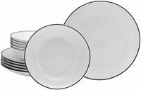 creaTable Tafelservice 12-tlg. LUNA BLACK LINE, Porzellan