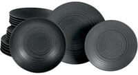creaTable Tellerset 18-tlg LAVA STONE, schwarz, Steinzeug