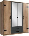Z2 Dreht&uuml;renschrank 4trg. CORK, eiche/spiegel, Holznachbildung