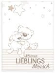 Herding Microfaserflausch-Decke 75x100cm LIEBLINGSMENSCH, beige,...
