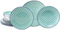 Creatable Tellerset 12-tlg MEDITERRAN, petrol, Steinzeug