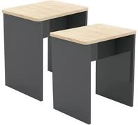 VCM 2er-Set Hocker ESAL, anthrazit, Holznachbildung