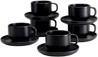 creaTable Kaffeetassen Set 12-tlg. UNO SCHWARZ, schwarz, Steinzeug