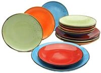 creaTable Tellerset 12-tlg NATURE COLLECTION, multicolour, Steinzeug