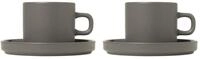 blomus Set 2 Kaffeetassen PILAR, dunkelgrau, Keramik