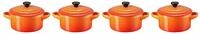 LE CREUSET Mini-Cocotte 4er-Set 10cm Ofenrot, orange, Steinzeug