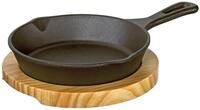 K&Uuml;CHENPROFI BBQ Grillpfanne mit Holzbrett, schwarz, Gusseisen