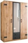 Z2 Dreht&uuml;renschrank 3trg. CORK, eiche/spiegel, Holznachbildung