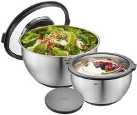 GEFU Sch&uuml;ssel-Set mit Spritzschutzd MUOVO, schwarz/ silber, Edelstahl