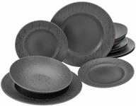 Creatable Tellerset 12-tl RONDO BLACK SCHIEFER, schwarz, Steinzeug