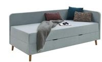 Polsterliege mit Bettkasten - blau - Materialmix - 130 cm - 84 cm - M&ouml;bel Kraft
