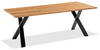 Tisch Noah X-Gestell anthrazit - 160 x 95 cm Teak gebürstet