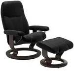 Stressless Sessel mit Hocker Consul Classic Leder Schwarz Batick Black M (Medium)