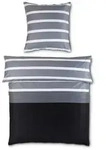Janine Design Mako-Satin-Bettw&auml;sche J.D. 200 x 220 cm Satin Grau, Schwarz Grau /