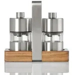 AdHoc Salz- & Pfefferm&uuml;hle Menage Classic 3tlg. Edelstahl Silber