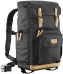 Luis Retro Fotorucksack schwarz mit Leder