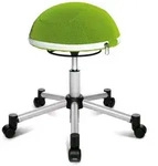 Ergonomischer B&uuml;rohocker mit rollen Sitness HALF BALL, gr&uuml;n mit Metallkreuz