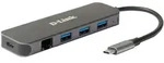 D-Link DUB-2334 laptop-dockingstation & portreplikator Kabelgebunden USB Typ-C Grau