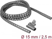 Delock 18843, DELOCK Spiralschlauch mit Einziehwerkzeug 2,5m x 15mm grau, Grundpreis: