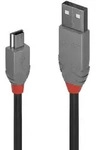 Lindy 36721 USB Kabel USB 2.0 0,5 m USB A Mini-USB B 0,48 Gbit/s Schwarz, Grau