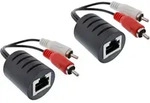 InLine Audio &uuml;ber RJ45 passiv, 2x Cinch Stecker / RJ45 Buchse, max. 50m